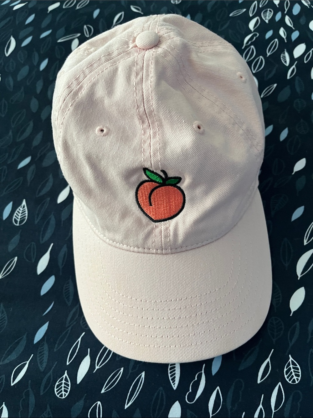 Peach Embroidered Light Pink Baseball Cap - Like New